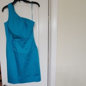 Teal one shoulder sleeveless Jcrew dress